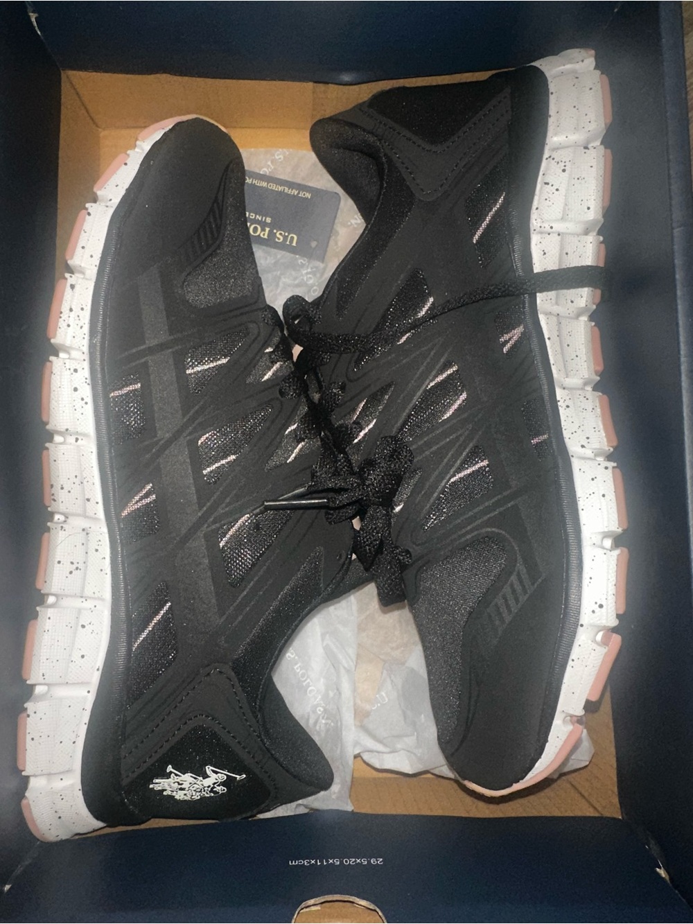 U.S. Polo Assn. Black Athletic Sneakers with Pink Accents